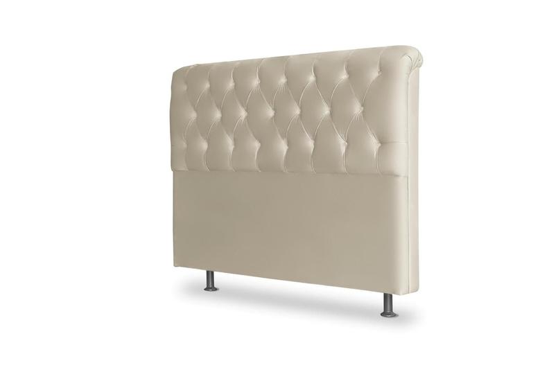 Imagem de Cabeceira De Cama Box Emilia Casal 140cm X 118cm Suede Bege Mz Decor