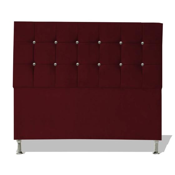 Imagem de Cabeceira De Cama Box Estofada Berlim King 195 cm Suede  Botão Strass Bordo Ec Móveis