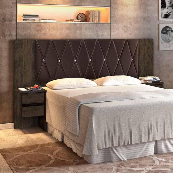 Cabeceira De Cama Box King Size Em MDF Flórida Nogal E Chocolate Carmolar Menor preço em Cabeceira De Cama Box King Size Em MDF Flórida Nogal E Chocolate Carmolar