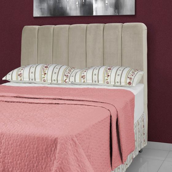 Imagem de Cabeceira de Cama Box Queen 158 cm Luna Larhome Suede Veludo Marrom claro