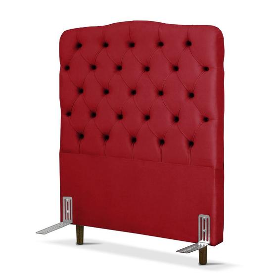 Imagem de Cabeceira de Cama Box Solteiro 88 cm Dunas Larhome Suede Veludo Vermelho