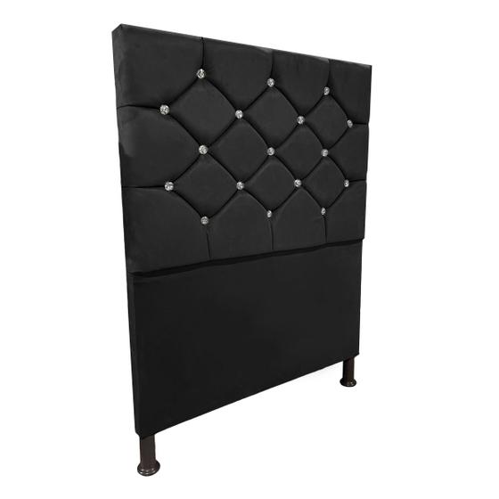 Cabeceira de Cama Box Solteiro Estofada Kasi Preta Menor preço em Cabeceira de Cama Box Solteiro Estofada Kasi Preta