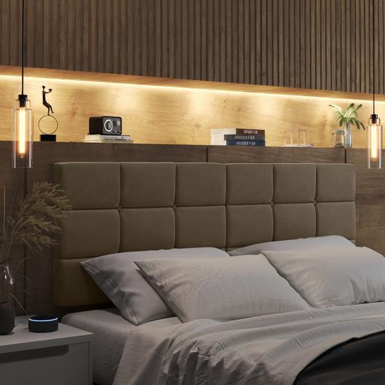 Cabeceira De Cama Casal King 2 metros Bia Bege Menor preço em Cabeceira De Cama Casal King 2 metros Bia Bege
