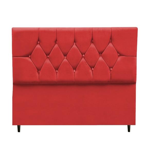 Imagem de Cabeceira de Casal Box  1,40 Suede Estofada Capitonê Vermelho Dunas - Móveis Trida