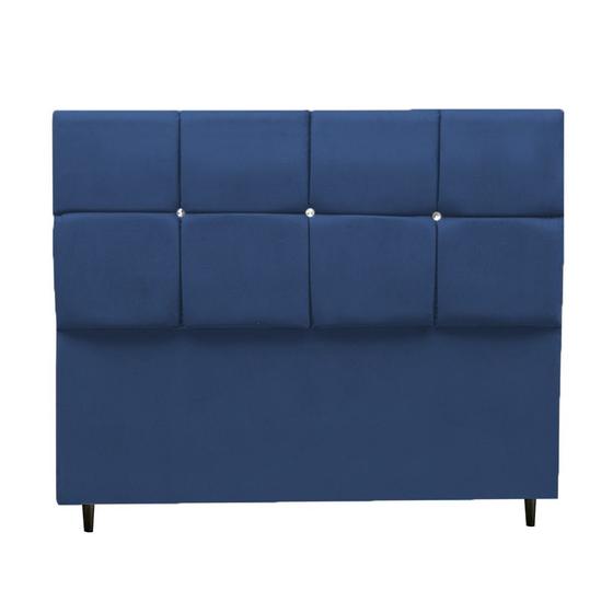 Imagem de Cabeceira de casal box estofada azul Marinho suede Cristal   1,60 cm - H.g.h-Decor