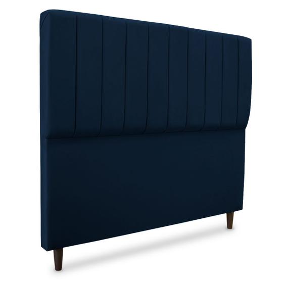 Imagem de Cabeceira de quarto mavi 160cm em suede azul marinho