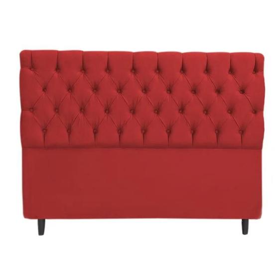 Imagem de Cabeceira de Suede com Botões SRJ Suede Cor Vermelho Casal 140cm