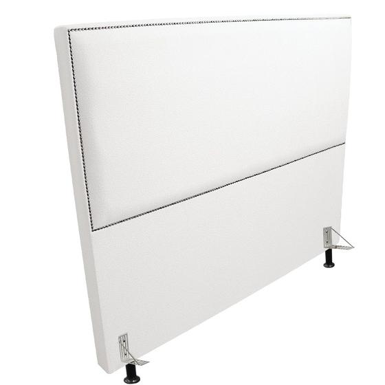 Imagem de Cabeceira Denver para Cama Box Casal 140 cm Bouclé Off White Pés Tabaco - D'Rossi