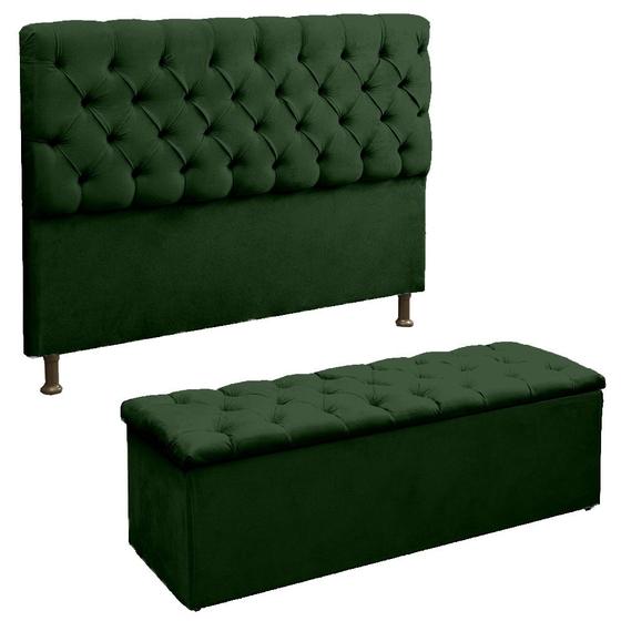 Imagem de Cabeceira E Recamier Baú Lana Para Cama Box Casal 1.40 - Suede - Sv Decor