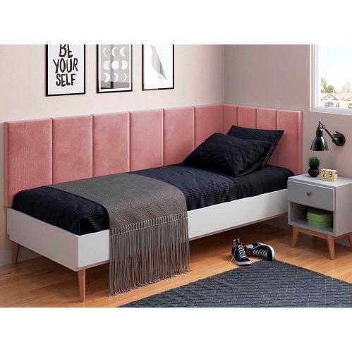 Imagem de Cabeceira em L para Cama Box Solteiro Proteção Lateral Estofada - Várias Cores