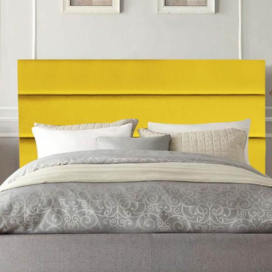 Imagem de Cabeceira Estofada Argentina 140cm Casal Para Cama Box Quarto Suede Amarelo - Ahazzo Móveis