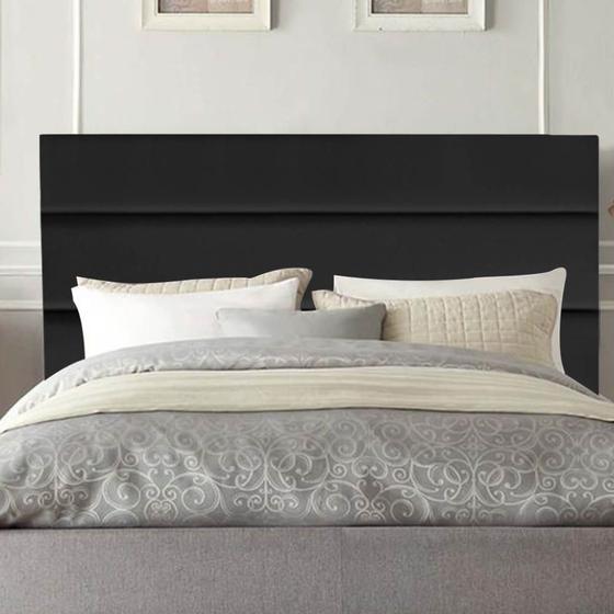 Imagem de Cabeceira Estofada Argentina 160cm Queen Size Para Cama Box Quarto Suede Preto - Ahazzo Móveis