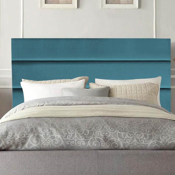 Imagem de Cabeceira Estofada Argentina 195cm King Size Para Cama Box Quarto Suede Azul Turquesa - Gat Magazine