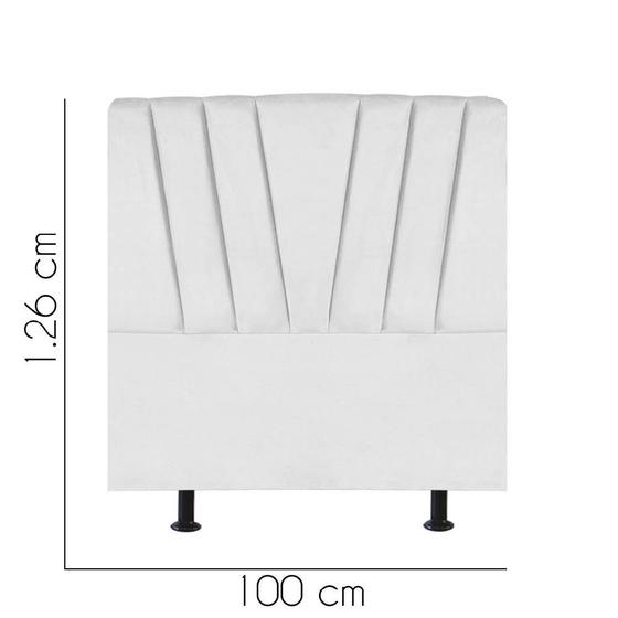 Imagem de Cabeceira Estofada Bélgica 100 cm Solteiro Quarto para Cama Box Suede Branco - KDAcanto Móveis