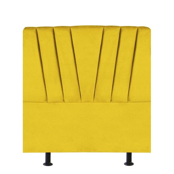 Imagem de Cabeceira Estofada Bélgica 90cm Solteiro Para Cama Box Quarto material sintético Amarelo - Gat Magazine