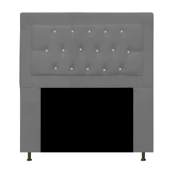 Imagem de Cabeceira Estofada Bianca 100cm Solteiro Quarto Cama Box com strass material sintético Cinza - Damaffê Móveis