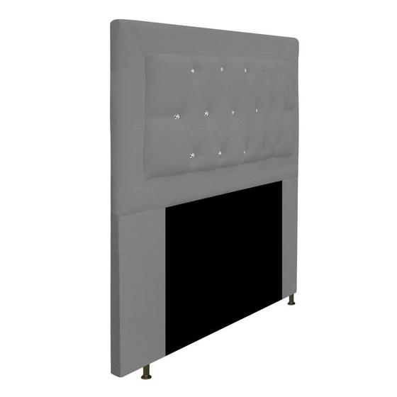 Imagem de Cabeceira Estofada Bianca 100cm Solteiro Quarto Cama Box com strass Tecido Sintético Cinza - KDAcanto Móveis