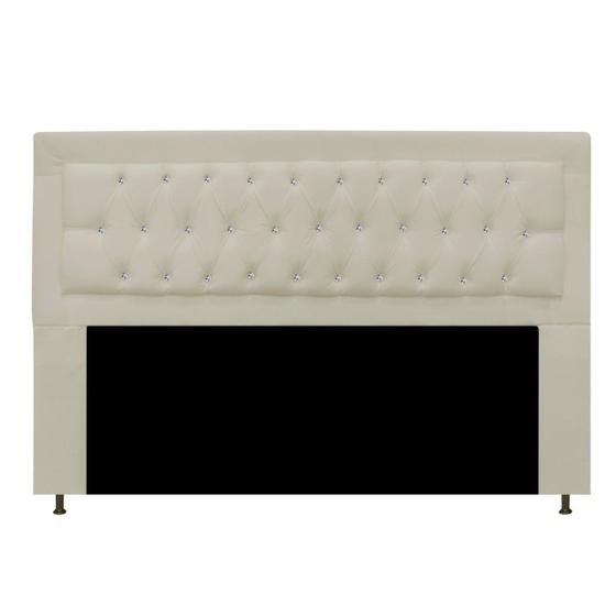 Imagem de Cabeceira Estofada Bianca 160cm queen Quarto Cama Box com strass Suede Bege - Damaffê Móveis