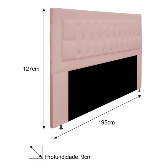 Imagem de Cabeceira Estofada Bianca 195cm para Cama King Size Capitonê Suede Rose Gold