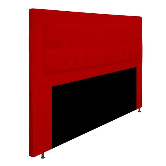 Imagem de Cabeceira Estofada Bianca 195cm para Cama King Size Capitonê Tecido Sintético Vermelho - KDAcanto Móveis