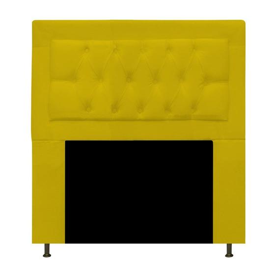 Imagem de Cabeceira Estofada Bianca 90cm para Cama Solteiro Capitonê material sintético Amarelo