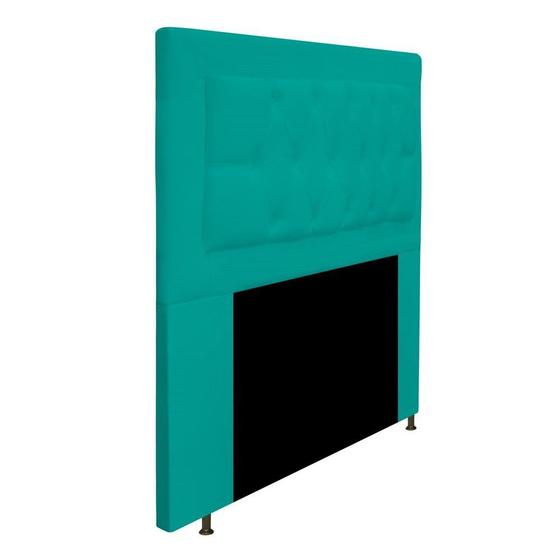 Imagem de Cabeceira Estofada Bianca 90cm para Cama Solteiro Capitonê Suede Azul Turquesa - KDAcanto Móveis