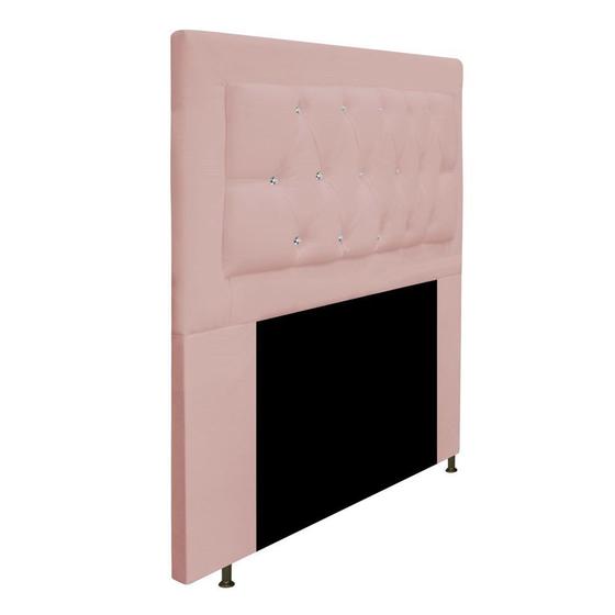 Imagem de Cabeceira Estofada Bianca 90cm para Cama Solteiro Strass Capitonê Suede Rose Gold