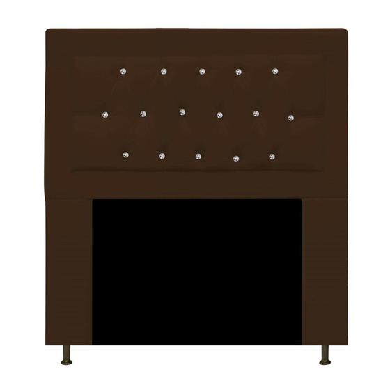 Imagem de Cabeceira Estofada Bianca 90cm Solteiro Strass Capitonê Suede Marrom - Damaffê Móveis