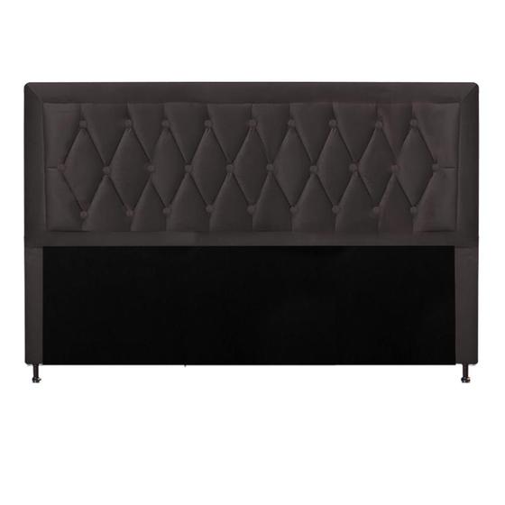 Imagem de Cabeceira Estofada Bianca Capitonê 100 cm Solteiro Quarto para Cama Box Suede Marrom - Damaffê Móveis