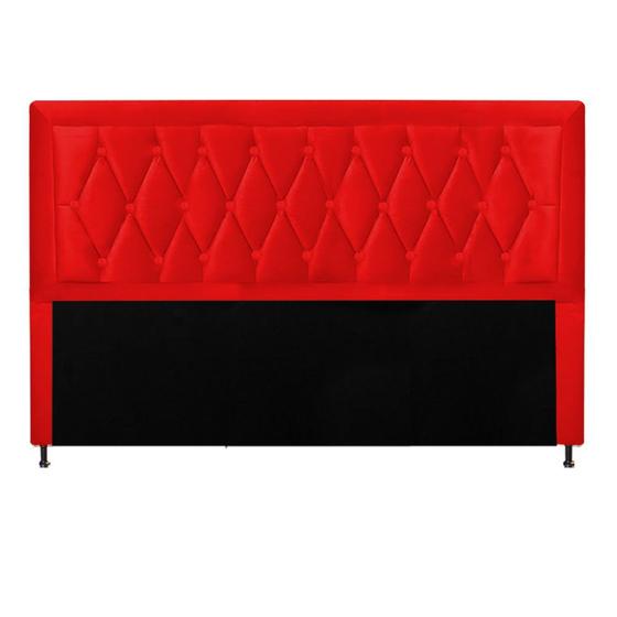 Imagem de Cabeceira Estofada Bianca Capitonê 90 cm Solteiro Quarto para Cama Box Suede Vermelho - Damaffê Móveis