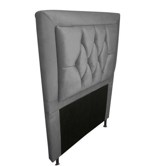 Imagem de Cabeceira Estofada Bianca para Cama Box Solteiro 90cm Suede Cinza com Botões de Strass - KDAcanto Móveis