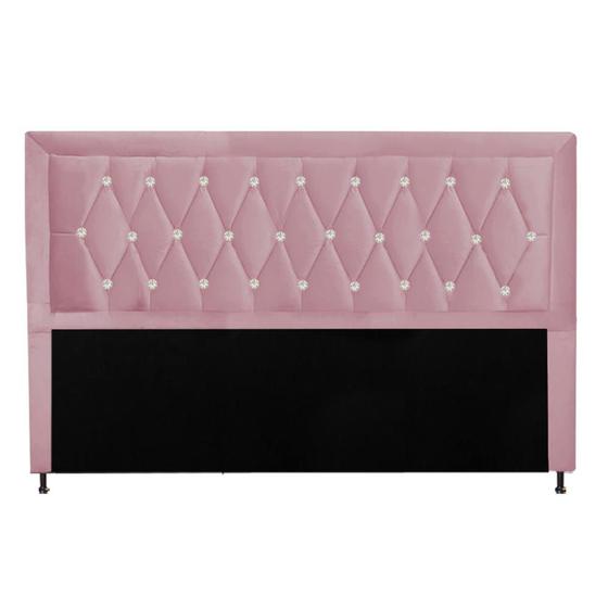 Imagem de Cabeceira Estofada Bianca Strass 90 cm Solteiro Quarto para Cama Box Tecido Sintético Rose  - KDAcanto Móveis