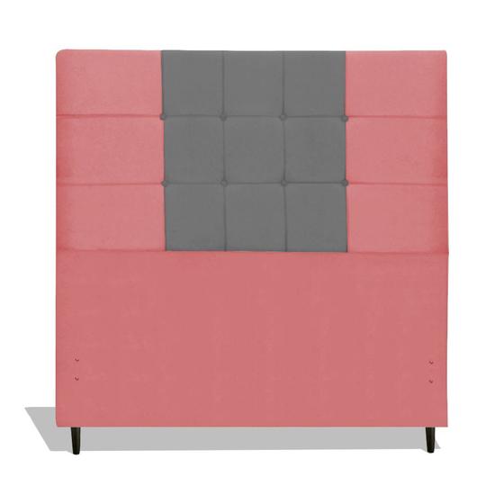 Imagem de Cabeceira Estofada Box Casal Encosto Para Cama Maveric 144x126 Composê Rosa/Cinza 