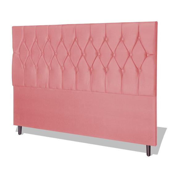 Imagem de Cabeceira Estofada Box Casal King Size Encosto Para Cama Madri 195x126 CM Rosa JBE Móveis