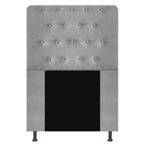 Imagem de Cabeceira Estofada Brenda 100 cm para Cama Solteiro com Botonê Suede Cinza - Damaffê Móveis