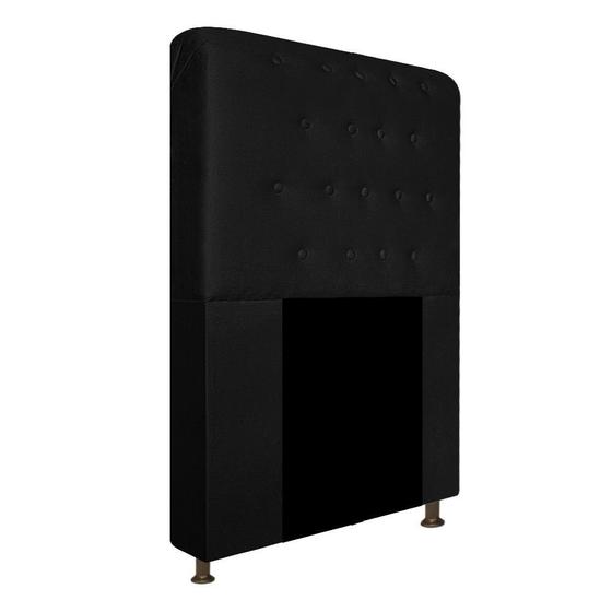Imagem de Cabeceira Estofada Brenda 100 cm para Cama Solteiro com Botonê Suede Preto