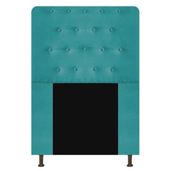 Imagem de Cabeceira Estofada Brenda 100cm para Cama Solteiro Botonê Suede Azul Turquesa - Damaffê Móveis
