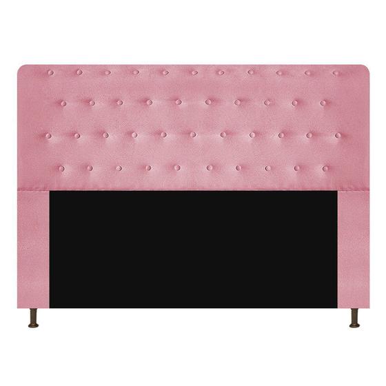 Imagem de Cabeceira Estofada Brenda 160 cm para Cama Queen Size com Botonê Suede Rosa Bebê