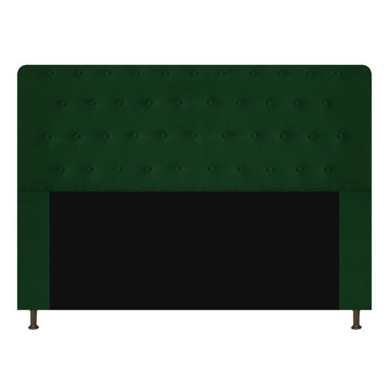 Imagem de Cabeceira Estofada Brenda 160 cm Queen Size Com Botonê Suede Verde - Damaffê Móveis