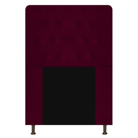 Imagem de Cabeceira Estofada Brenda 90 cm para Cama Solteiro com Botonê  Suede Bordô