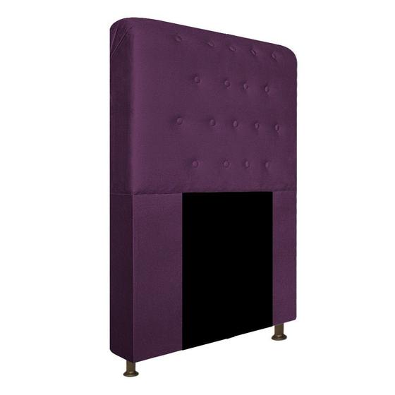 Imagem de Cabeceira Estofada Brenda 90 cm para Cama Solteiro com Botonê  Suede Roxo