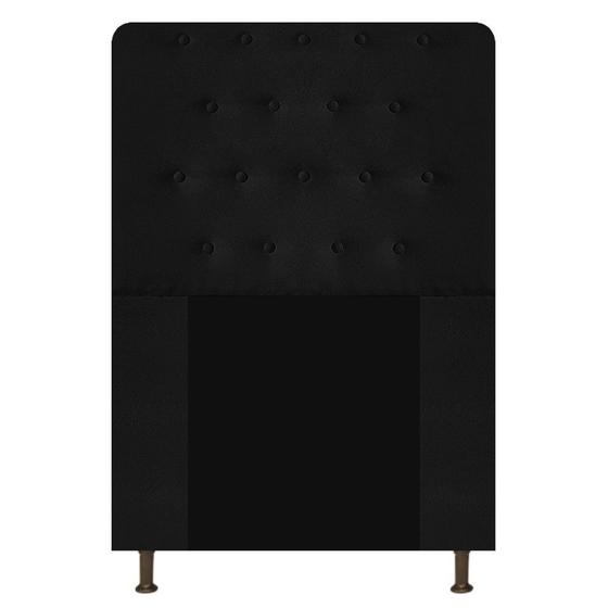 Imagem de Cabeceira Estofada Brenda 90 cm Solteiro Com Botonê  Suede Preto - Damaffê Móveis