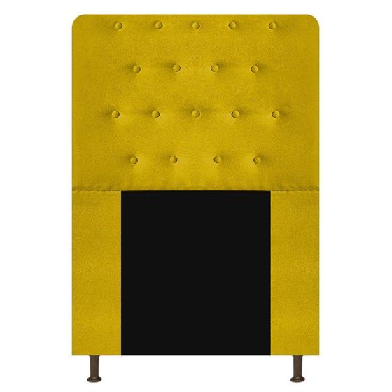 Imagem de Cabeceira Estofada Brenda 90cm para Cama Solteiro Botonê material sintético Amarelo - Damaffê Móveis