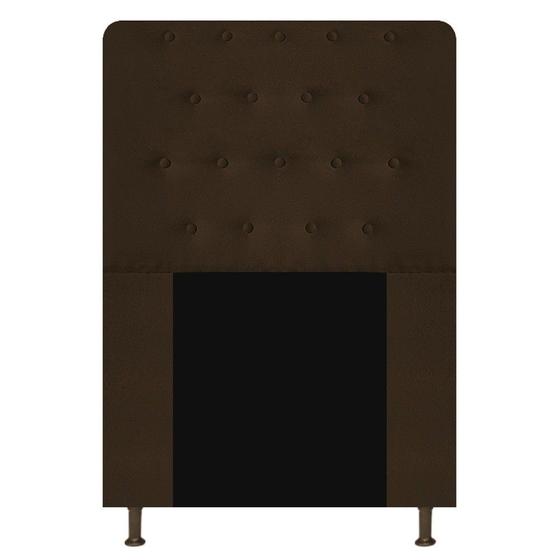 Imagem de Cabeceira Estofada Brenda 90cm para Cama Solteiro Botonê material sintético Marrom