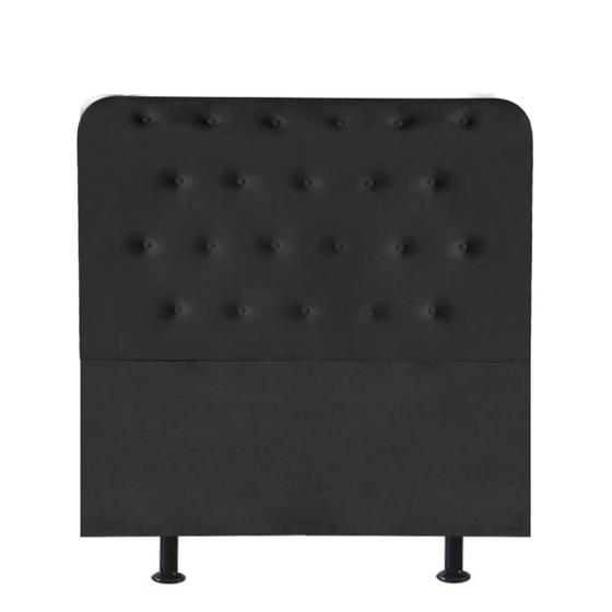 Imagem de Cabeceira Estofada Brenda Capitonê 100 cm Solteiro Quarto para Cama Box material sintético Preto - Damaffê Móveis