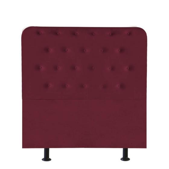 Imagem de Cabeceira Estofada Brenda Capitonê 100 cm Solteiro Quarto para Cama Box Suede Bordô - Damaffê Móveis
