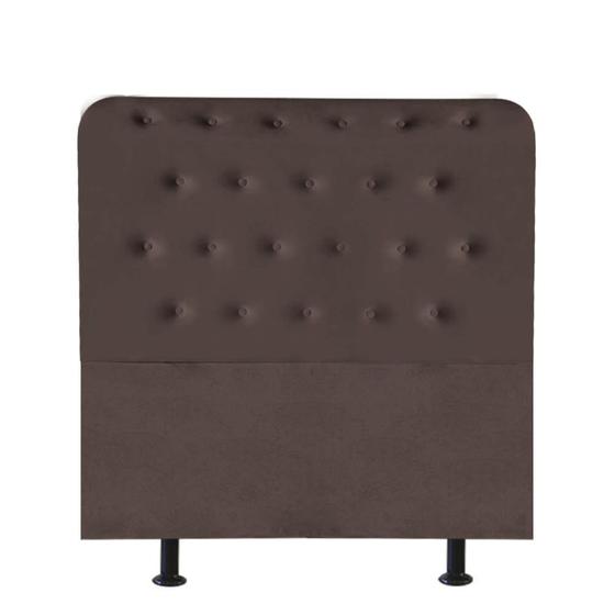 Imagem de Cabeceira Estofada Brenda Capitonê 100 cm Solteiro Quarto para Cama Box Suede Marrom - Damaffê Móveis