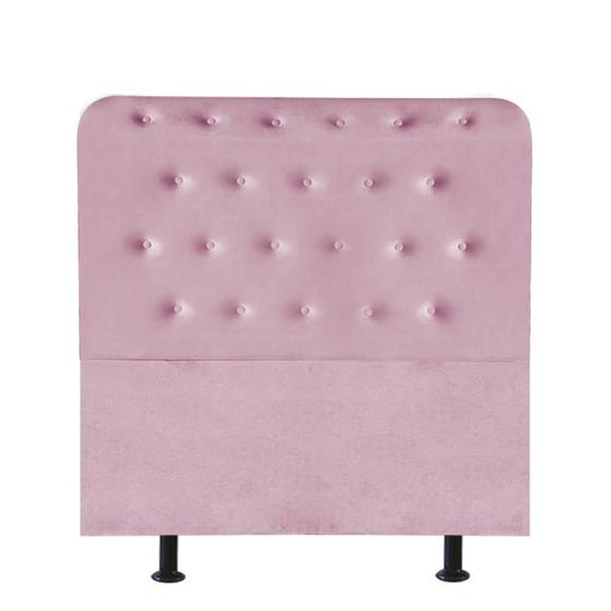Imagem de Cabeceira Estofada Brenda Capitonê 100 cm Solteiro Quarto para Cama Box Suede Rosa Bebê - Damaffê Móveis