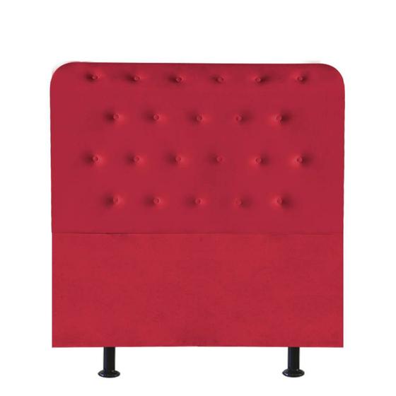 Imagem de Cabeceira Estofada Brenda Capitonê 100 cm Solteiro Quarto para Cama Box Suede Vermelho - Damaffê Móveis