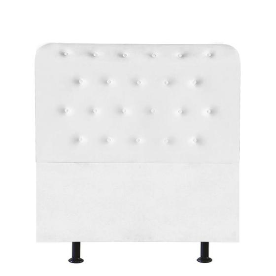 Imagem de Cabeceira Estofada Brenda Capitonê 90 cm Solteiro Quarto para Cama Box Suede Branco - Damaffê Móveis